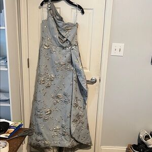 Rickie Freeman for Teri Jon Elegant Platinum and Gold Gown perfect for wedding